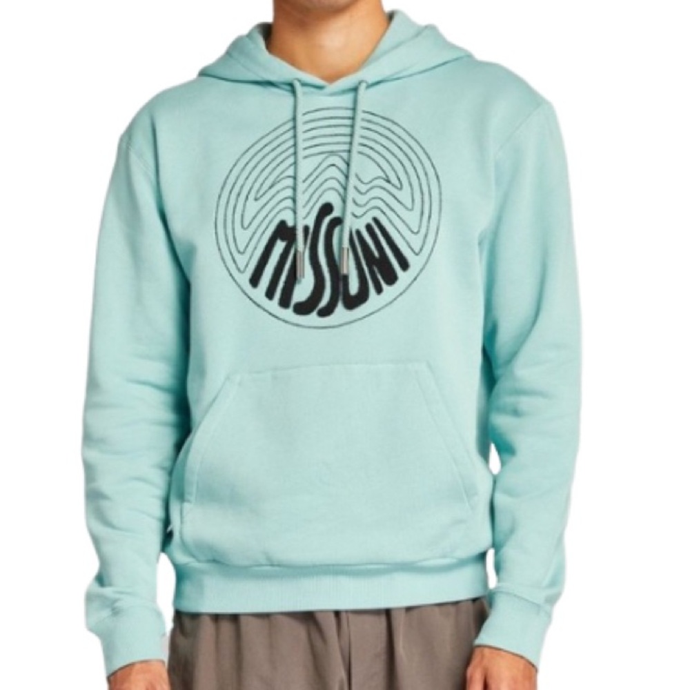 NWT Missoni Aquamarine Embroidered Medallion Logo Hoodie - Sz S